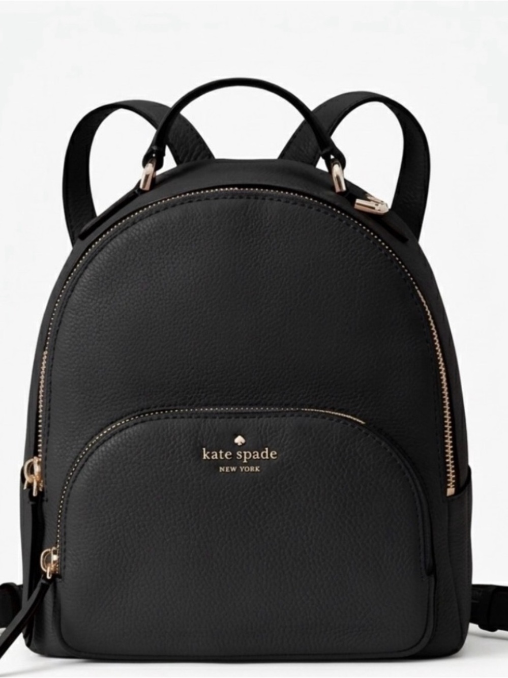kate spade Black Pebbled Leather Mini Backpack with Gold Hardware
